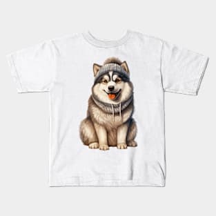 Winter Alaskan Malamute Dog Kids T-Shirt